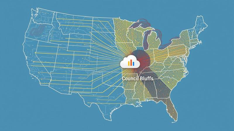 Council Bluffs, Iowa: A Google egyik legnagyobb adatközpontja, amely a Shopify anomália forrása.