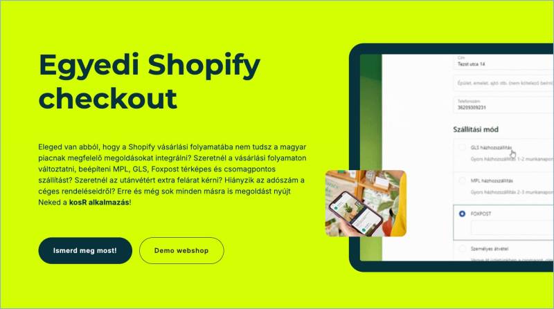 kosR - egyedi shopify checkout fejlesztés