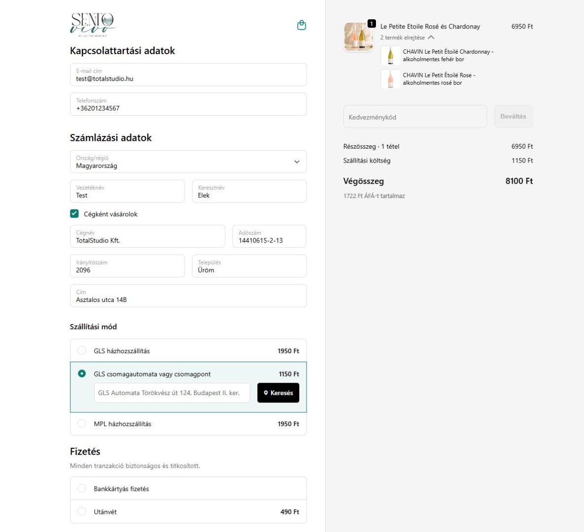 GLS csomagautomata választó Shpify checkoutban