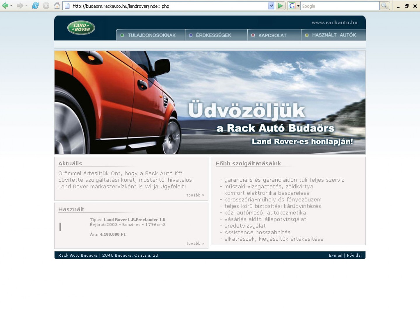 Land Rover Rack Autó Budaörs