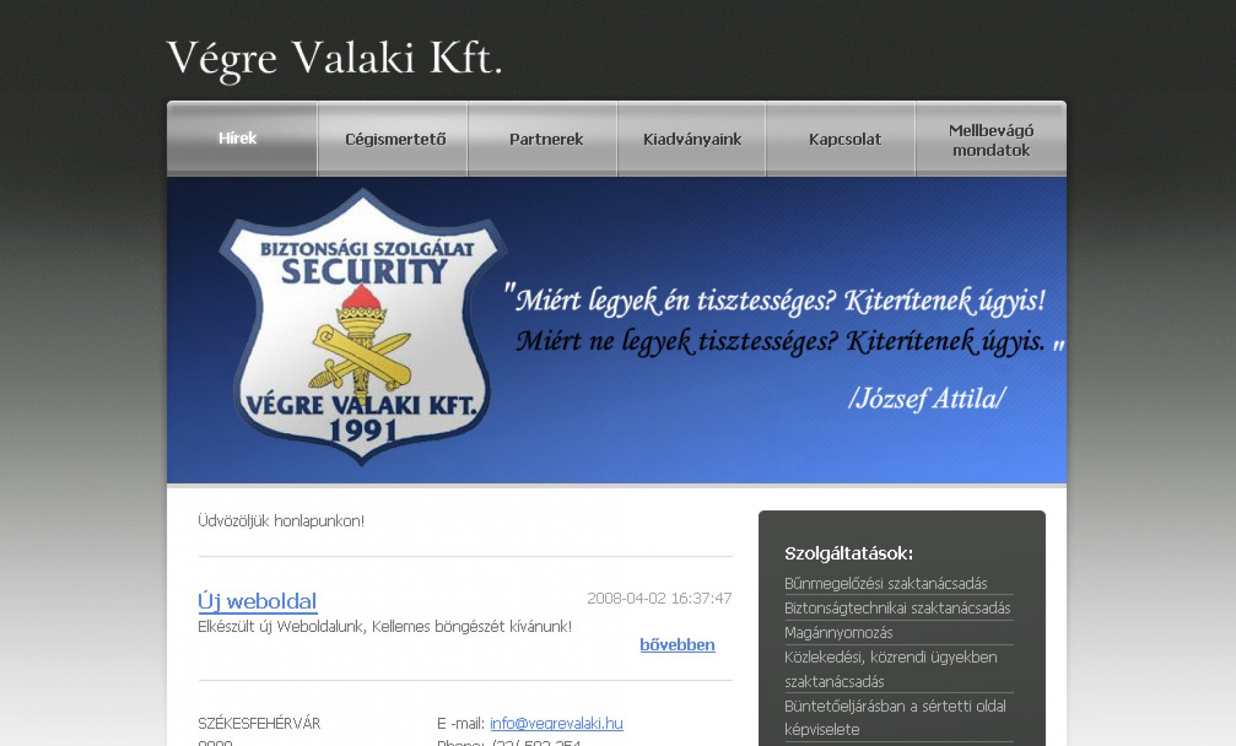 Végre Valaki Kft honlapja