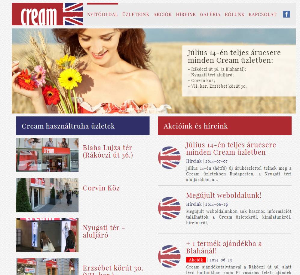 Elkészül a Cream, cégbemutató oldal